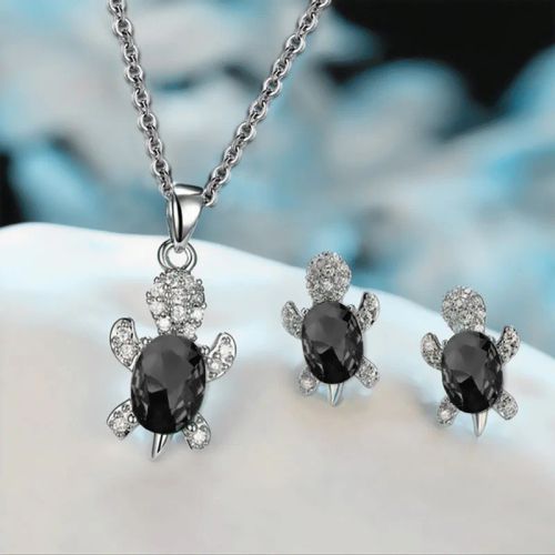 Trendy Turtle Necklace Set - Fashionable Alloy Earrings & Necklace Set - Black
