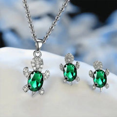 Trendy Turtle Necklace Set - Fashionable Alloy Earrings & Necklace Set