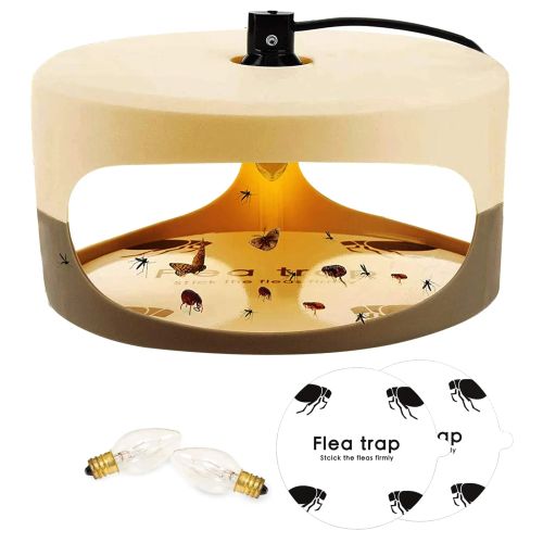 VKTECH Flea Trap with Light Bulbs & Glue Discs - Safe Pest Control Solution