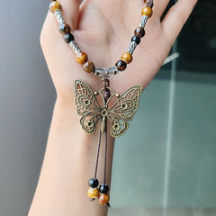 Handmade Butterfly Ceramic Necklace - Ethnic Chic Vacation Accessory