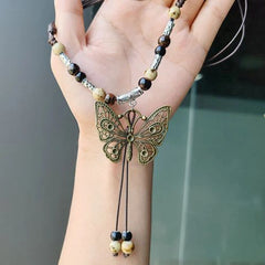 Handmade Butterfly Ceramic Necklace - Ethnic Chic Vacation Accessory