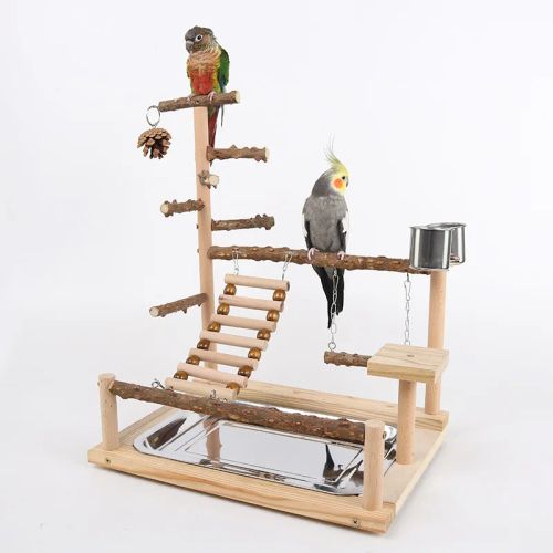 Wooden Bird Toy - Active Parrot Foraging Game for Birds - Yellow