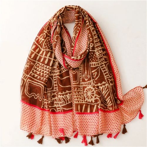 Elegant Cotton-Linen Bandanna Scarf - Versatile Outdoor Shawl