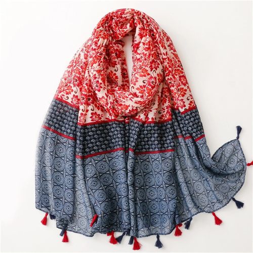 Elegant Cotton-Linen Bandanna Scarf - Versatile Outdoor Shawl