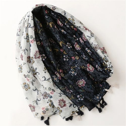 Elegant Cotton-Linen Bandanna Scarf - Versatile Outdoor Shawl