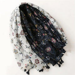 Elegant Cotton-Linen Bandanna Scarf - Versatile Outdoor Shawl