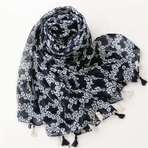 Elegant Cotton-Linen Bandanna Scarf - Versatile Outdoor Shawl