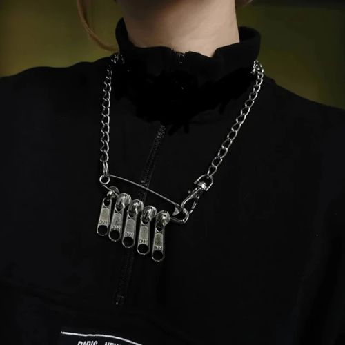 Cyberpunk Zipper Necklace - Fashionable Chain for Unique Style - D