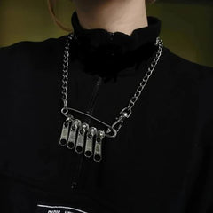 Cyberpunk Zipper Necklace - Fashionable Chain for Unique Style