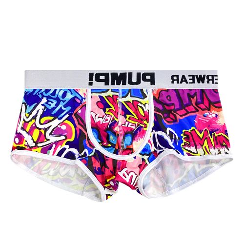 Men Underwear Boxershorts Cotton Low Waist Fun Design MP225 - MP225-White / XL
