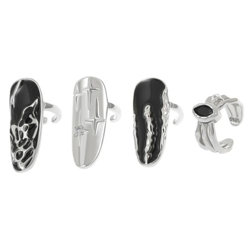 FanYin Geometric Metal Rings Set - Trendy Party jewellery