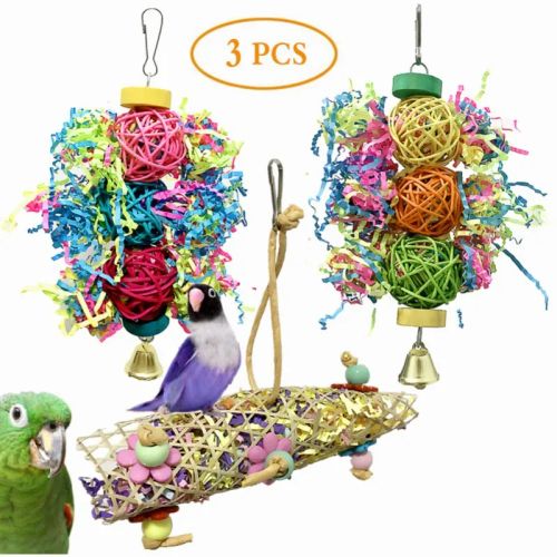 Colourful Natural Wood Bird Toy - Durable Fun Exercise for Pet Birds