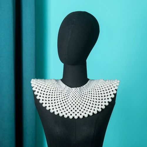 Elegant Handmade Pearl Choker Necklace for Weddings & Parties - white
