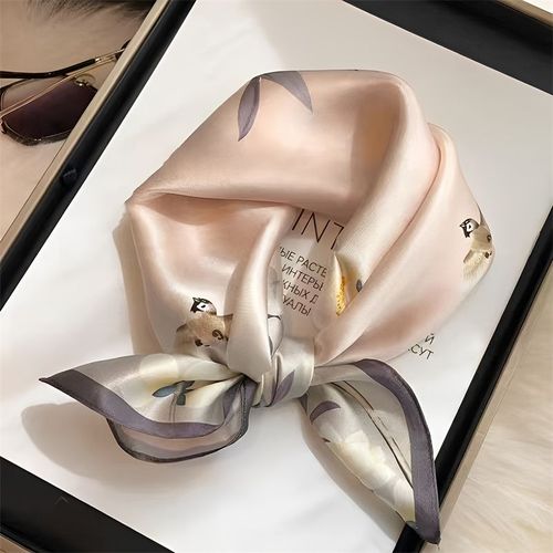 RUNMEI 100% Silk Scarf - Stylish Travel Accessory - 53x53cm - JZA218-01 / 53x53cm