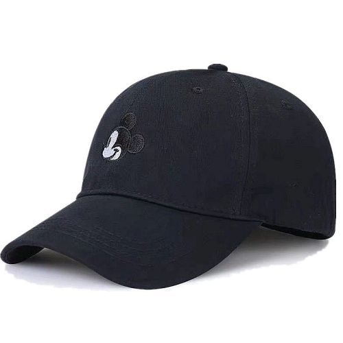 MINISO Mickey Cartoon Cotton Cap - Adjustable Sun Protection Baseball Hat - Black