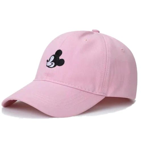 MINISO Mickey Cartoon Cotton Cap - Adjustable Sun Protection Baseball Hat - Pink