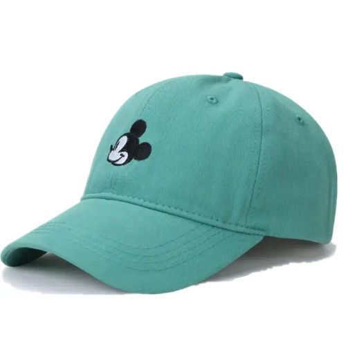 MINISO Mickey Cartoon Cotton Cap - Adjustable Sun Protection Baseball Hat - Green