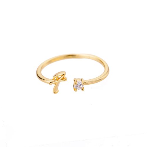 Trendy Stainless Steel Letter Rings - Adjustable Initials Fashion Jewellery - F / SILVER PLATED