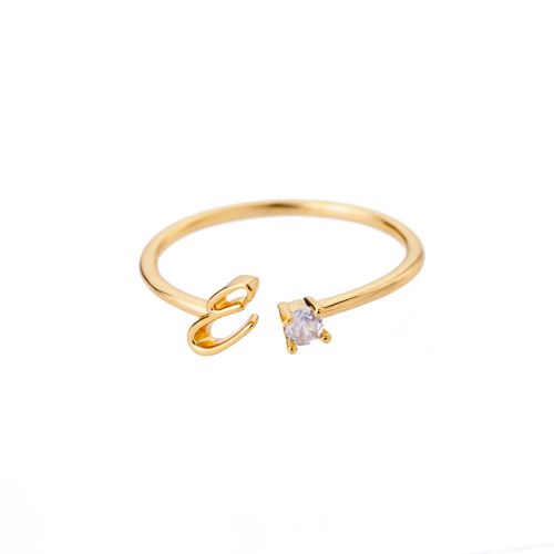 Trendy Stainless Steel Letter Rings - Adjustable Initials Fashion Jewellery - E / SILVER PLATED