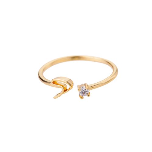 Trendy Stainless Steel Letter Rings - Adjustable Initials Fashion Jewellery - S / Gold-color