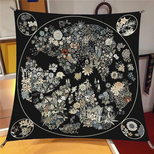 IROJEFF Luxury 100% Twill Silk Scarf - Fashionable 90x90CM Square Scarf - black