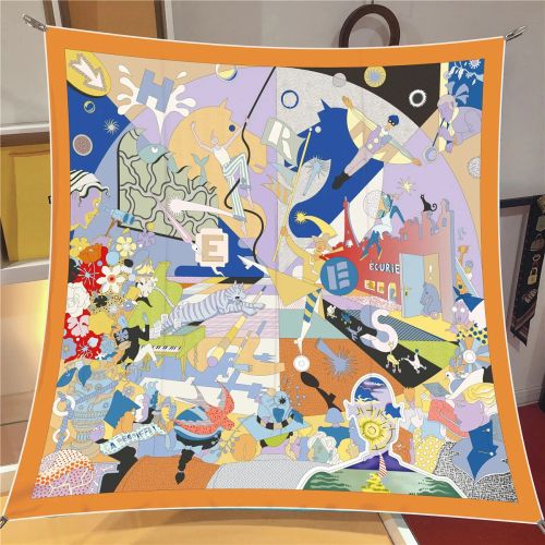 IROJEFF Luxury 100% Twill Silk Scarf - Fashionable 90x90CM Square Scarf - Khaki