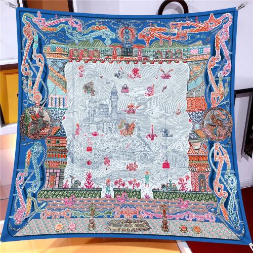 IROJEFF Luxury 100% Twill Silk Scarf - Fashionable 90x90CM Square Scarf