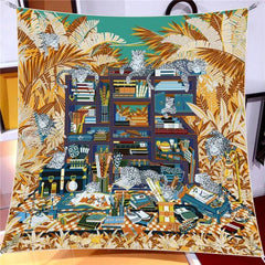 IROJEFF Luxury 100% Twill Silk Scarf - Fashionable 90x90CM Square Scarf