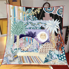 IROJEFF Luxury 100% Twill Silk Scarf - Fashionable 90x90CM Square Scarf