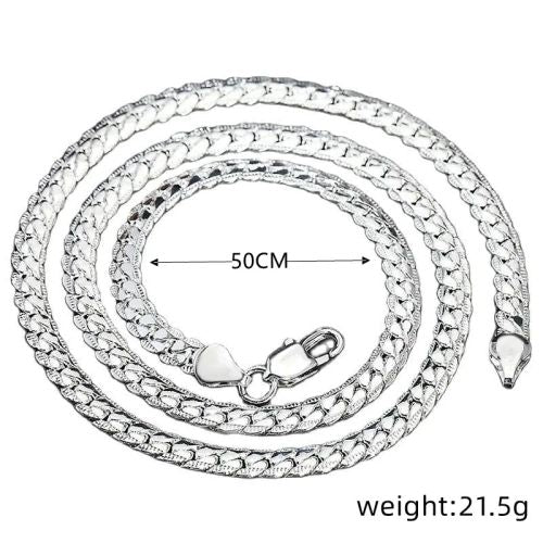 Fashionable Silver Plated Copper Chain Necklace - Stylish Accessory - 50cm
