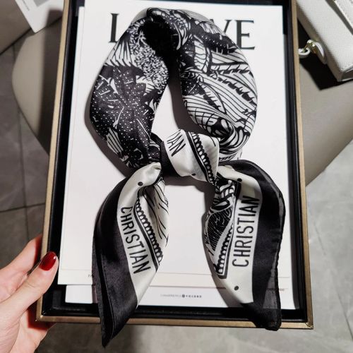 Annielazy Luxury Square Silk Scarf - Fashionable Multifunctional Wrap - black