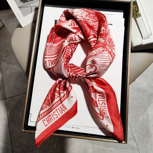 Annielazy Luxury Square Silk Scarf - Fashionable Multifunctional Wrap - Red