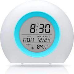 7 Colour Digital Kids Alarm Clock with Night Light & Multiple Tones
