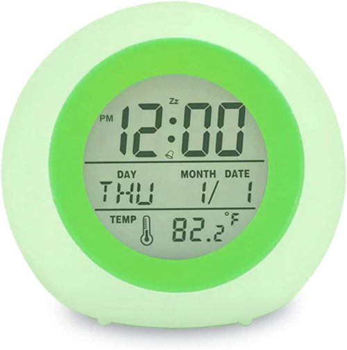 7 Colour Digital Kids Alarm Clock with Night Light & Multiple Tones