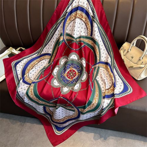 SENAIFEI Multifunctional Silk-Feeling Scarf 90x90cm - Style & Comfort
