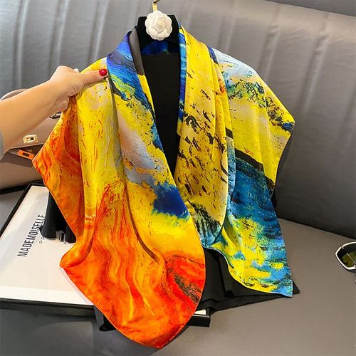 SENAIFEI Multifunctional Silk-Feeling Scarf 90x90cm - Style & Comfort - JND034-01 / 90X90CM