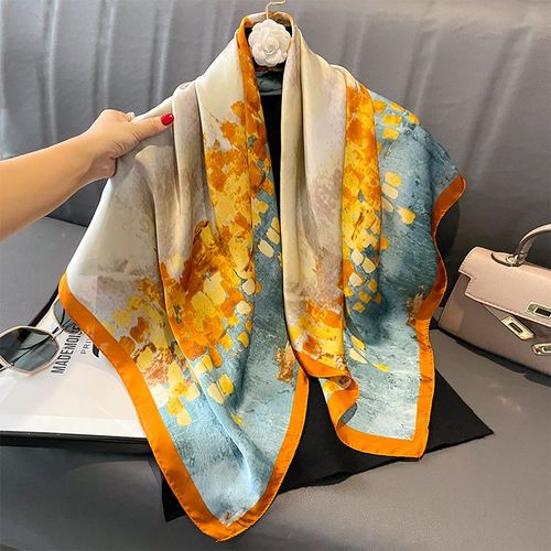 SENAIFEI Multifunctional Silk-Feeling Scarf 90x90cm - Style & Comfort