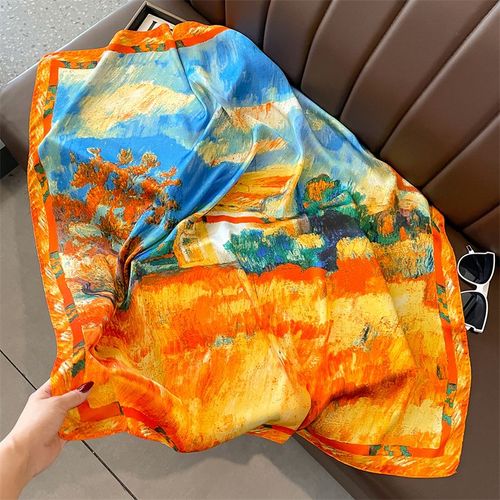 SENAIFEI Multifunctional Silk-Feeling Scarf 90x90cm - Style & Comfort - JND022-01 / 90X90CM