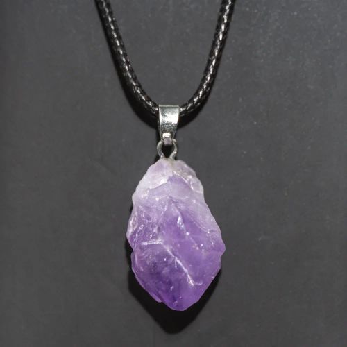 Classic Rope Chain Crystal Pendant Necklace for Parties - Amethyst flower