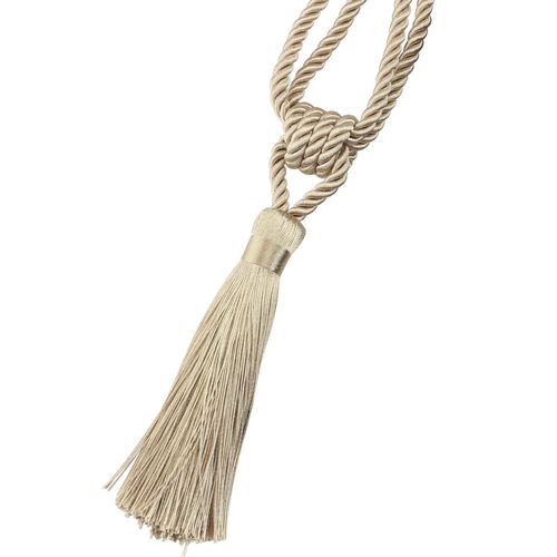 Handmade Gold Tassel Curtain Tieback - Modern Room Decoration Accessory - Beige / 1p