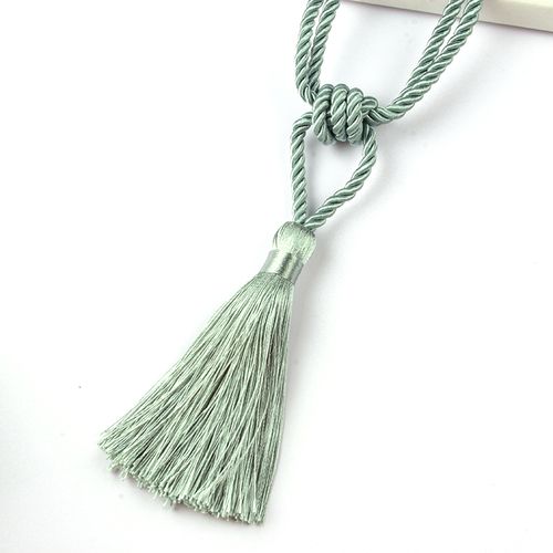 Handmade Gold Tassel Curtain Tieback - Modern Room Decoration Accessory - Light Blue / 2p