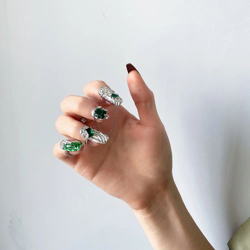FanYin Geometric Metal Rings Set - Trendy Party jewellery