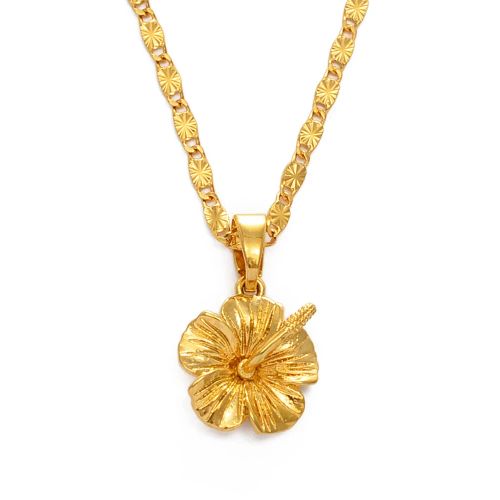 Annnyi Classic Flower Pendant Necklace - Elegant Fashion Accessory - 60cm OR 23.6 Inches / Gold Color