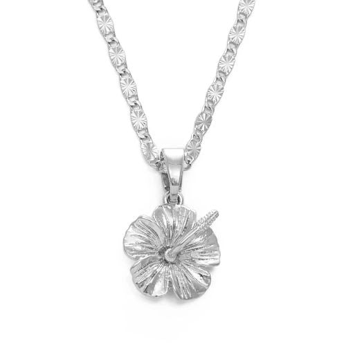 Annnyi Classic Flower Pendant Necklace - Elegant Fashion Accessory - 45cm OR 17.7 Inches / Silver Color