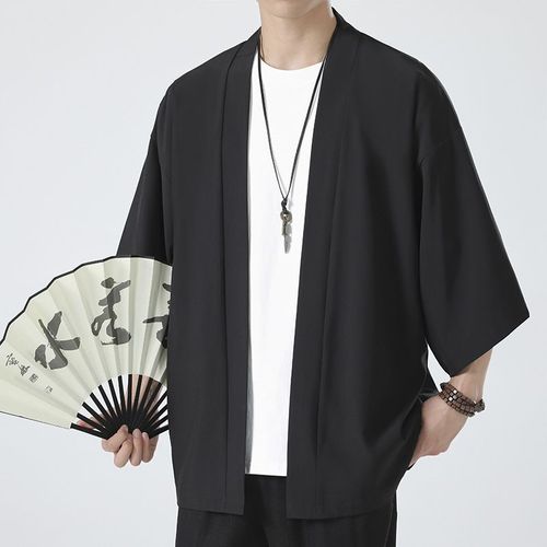 Stylish Japanese Kimono Cardigan - Lightweight & Soft - Unisex Jacket - black / M