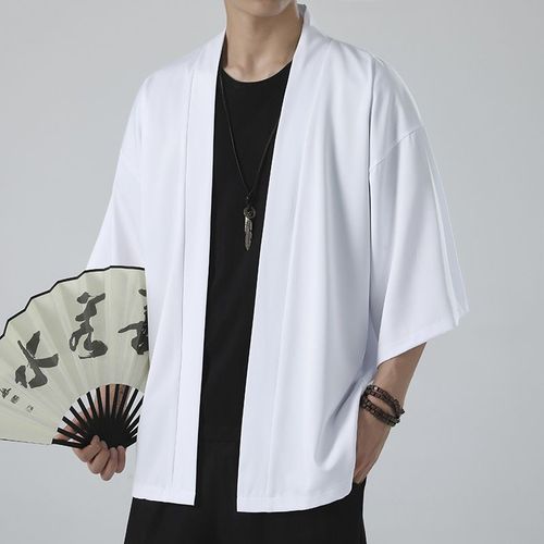 Stylish Japanese Kimono Cardigan - Lightweight & Soft - Unisex Jacket - WHITE / XXXL