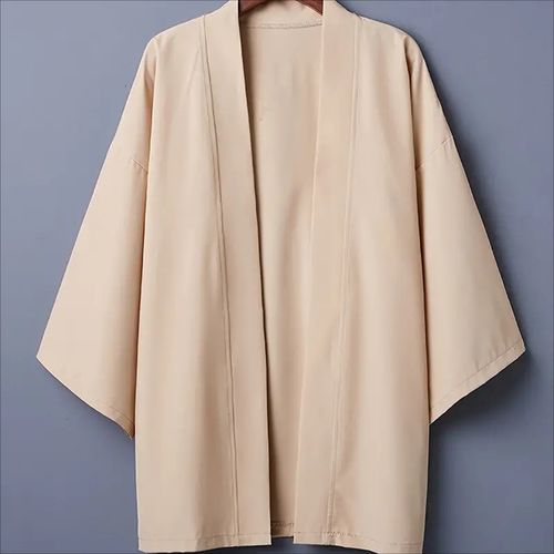 Stylish Japanese Kimono Cardigan - Lightweight & Soft - Unisex Jacket - Khaki / M