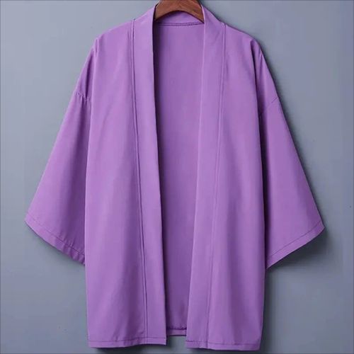 Stylish Japanese Kimono Cardigan - Lightweight & Soft - Unisex Jacket - PURPLE / XS