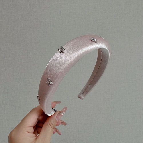 Padded Velvet Headband - Stylish & Comfortable Hair Accessory - pink star