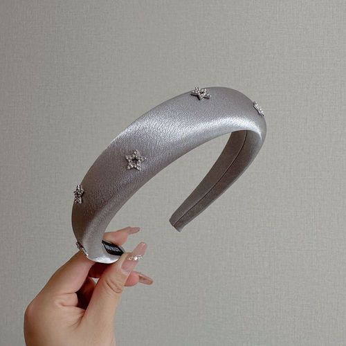 Padded Velvet Headband - Stylish & Comfortable Hair Accessory - grey star